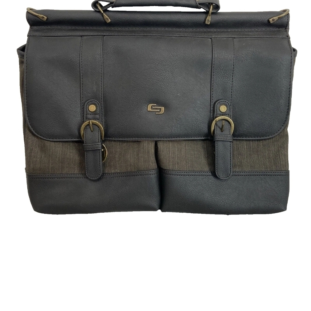 Solo Black and Brown Men's Briefcase